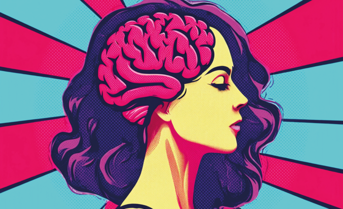 Grafika z kolorową głową kobiety