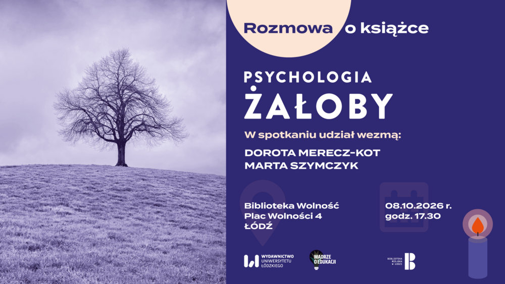 Grafika z napisem Psychologia żałoby