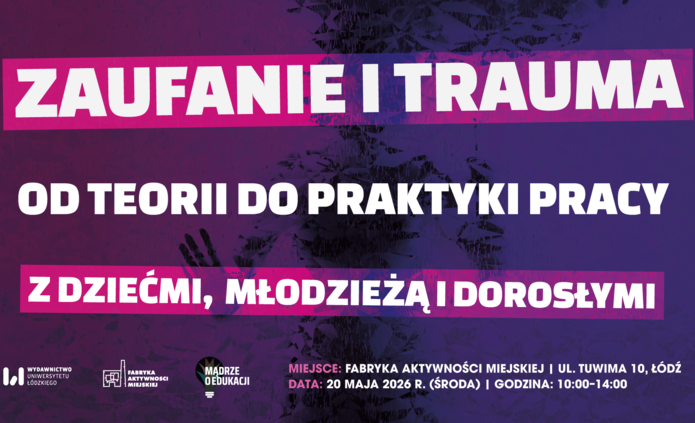 plakat z białymi literami na fioletowym tle